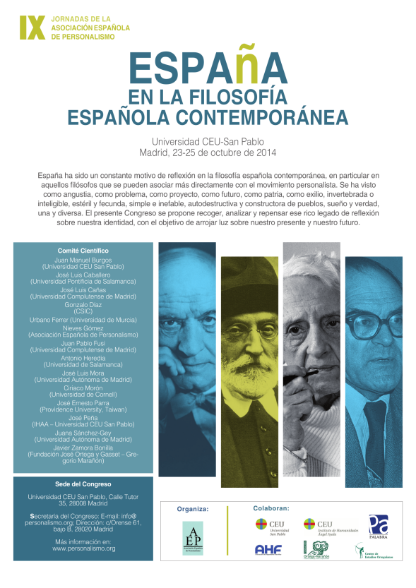 Cartel IX Jornadas de la Asociación Española de Personalismo